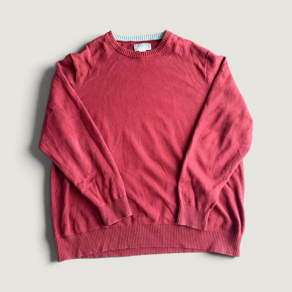 Duluth‎ Trading Co Mens 2XL Tall Red Crew Neck Cotton Blend Knit Sweater